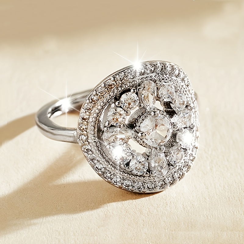 Vintage-Inspired 925 Sterling CZ Engagement Wedding Ring
